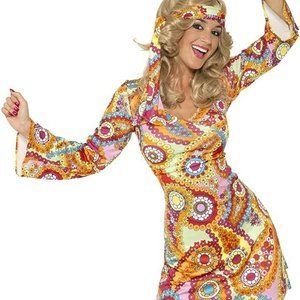 Halloween 🎃 Hippy Chick Costume Flower Power 60's 70's Small NWOT